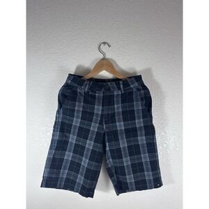 Quiksilver Plaid Bermuda Shorts Size 26 Blue Black Cotton Surf Skate Y2K